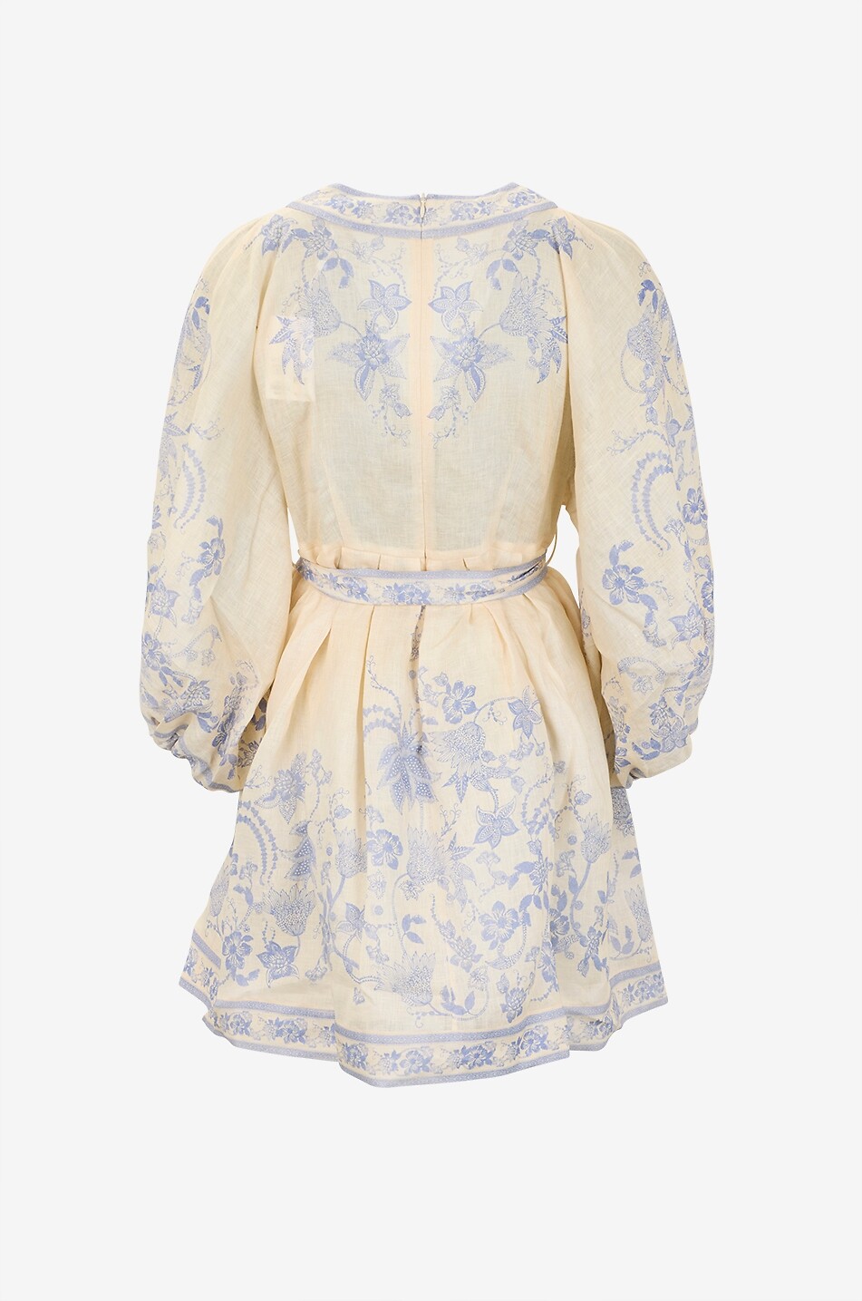 ZIMMERMANN Indra Plunge floral linen short V-neck shirt dress Women PURPLE 2