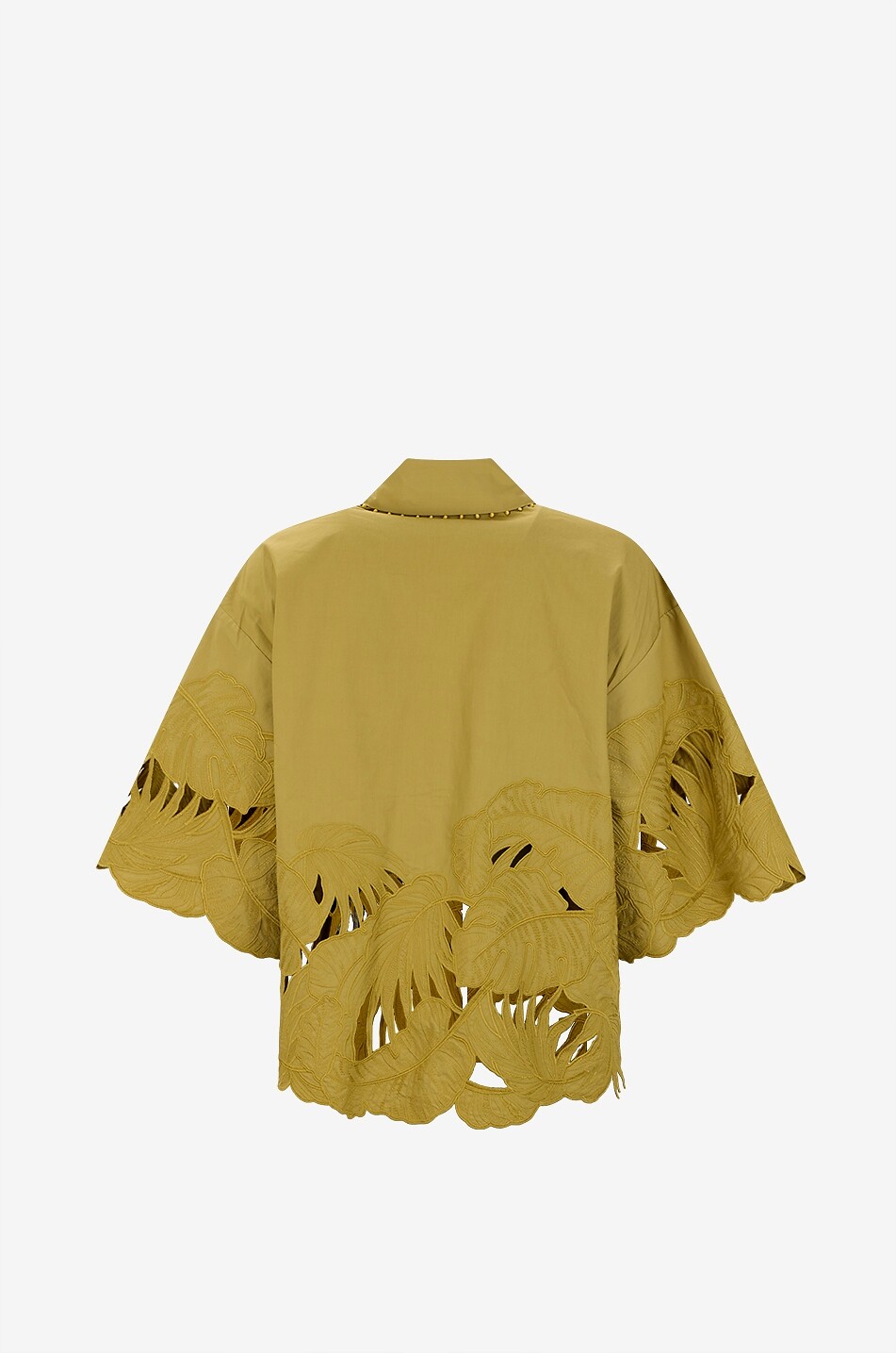 ZIMMERMANN Mahon embroidered short-sleeved cotton shirt Women GREEN 2
