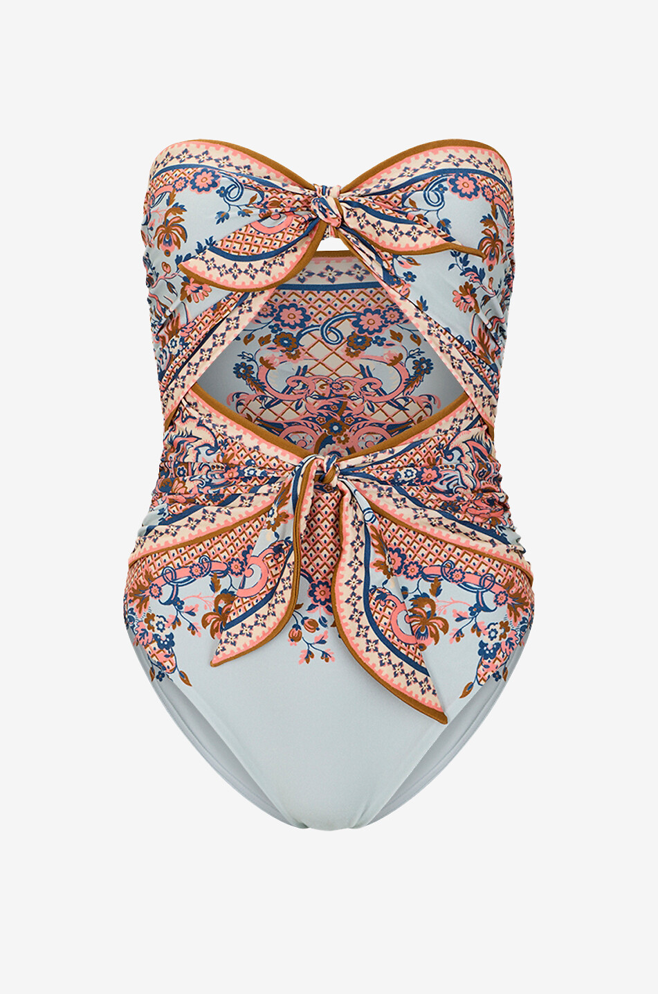 Maillot de bain bandeau à découpe Aster Scarf Tie Paisley Floral