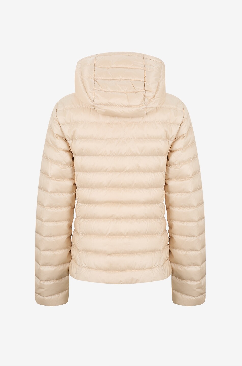 MONCLER Taillierte kurze leichte Daunenjacke mit Kapuze Igelhood Damen Hellbeige 2