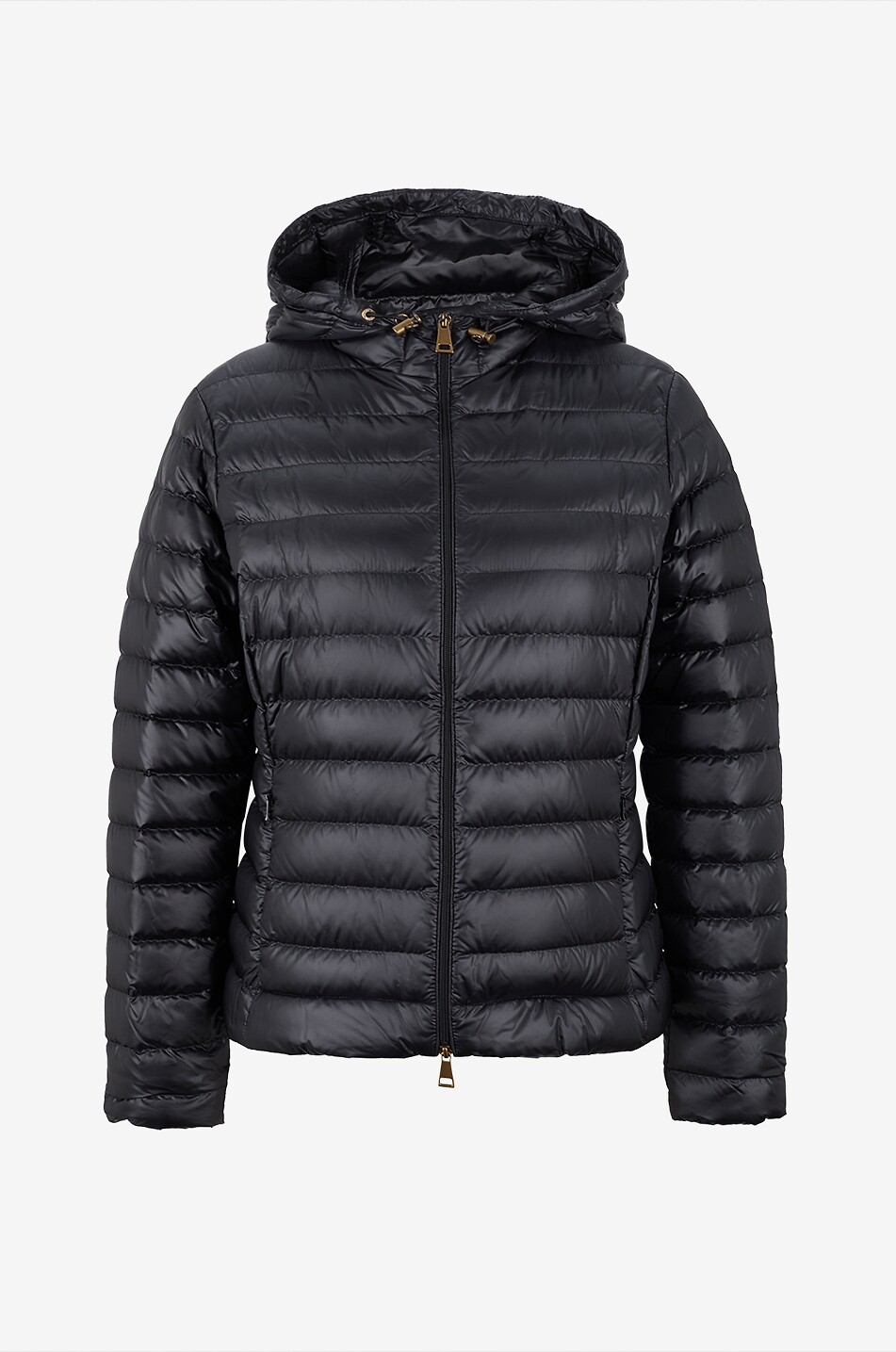 MONCLER Taillierte kurze leichte Daunenjacke mit Kapuze Igelhood Damen SCHWARZ 1