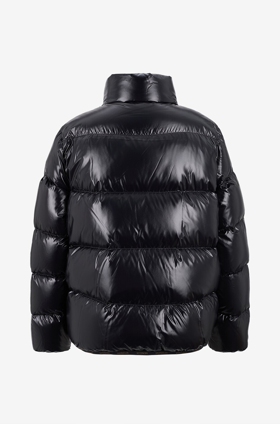 MONCLER Kurze glänzende Daunenjacke mit Stehkragen Abbadia Damen SCHWARZ 2