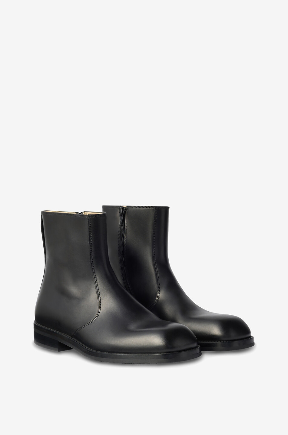 LEMAIRE Glattleder-Stiefeletten mit Reissverschluss Herren SCHWARZ 2