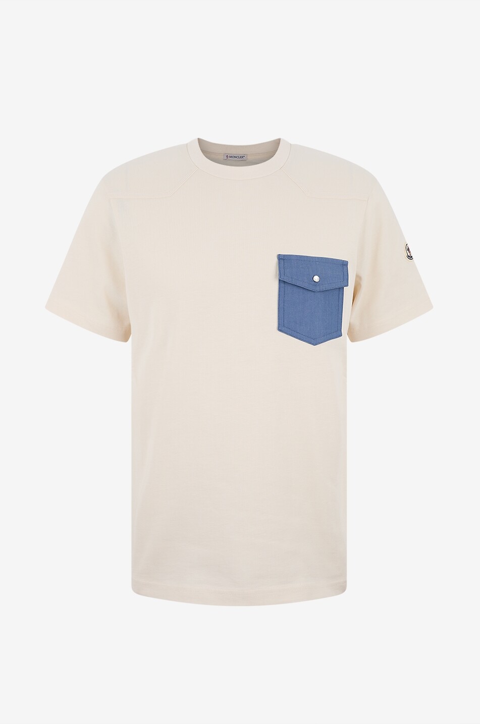 Kurzarm-Jersey-T-Shirt mit aufgesetzte Denim-Tasche