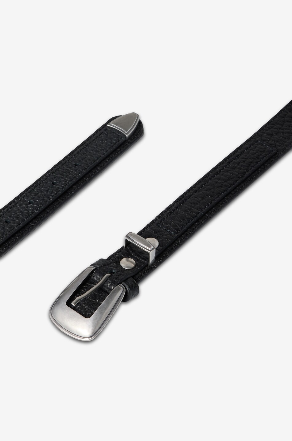 LEMAIRE Minimal Western grained leather belt - 30mm Men BLACK 2