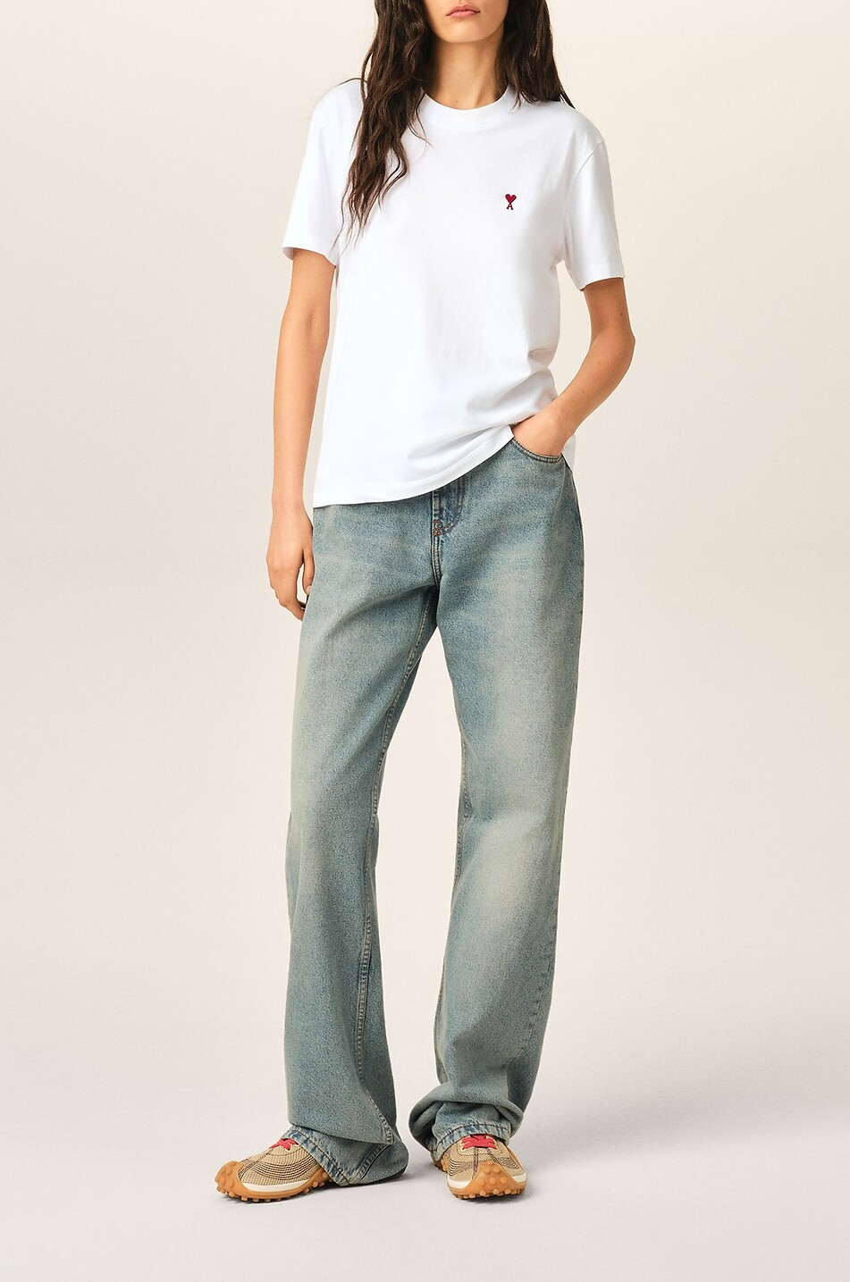 Ami de Coeur embroidered logo jersey cropped T-shirt - AMI - WHITE