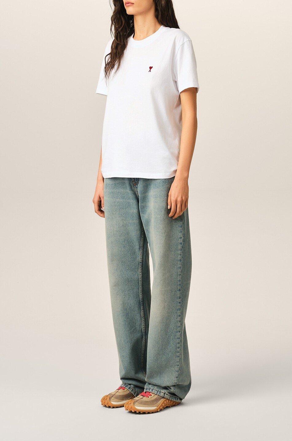 Ami de Coeur embroidered logo jersey cropped T-shirt - AMI - WHITE