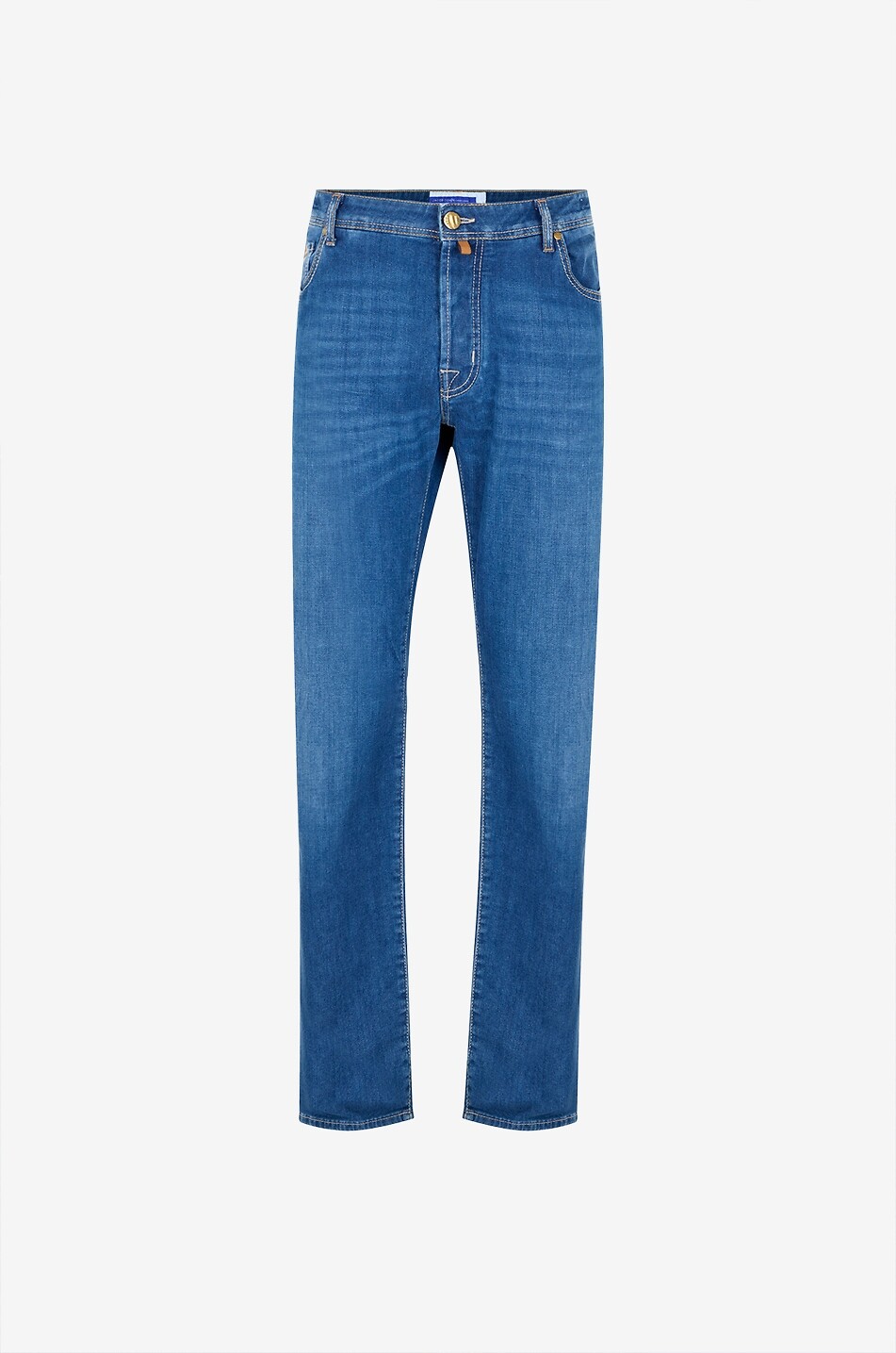 JACOB COHEN Straight-leg mixed cotton denim jeans Men MEDIUM BLUE 1