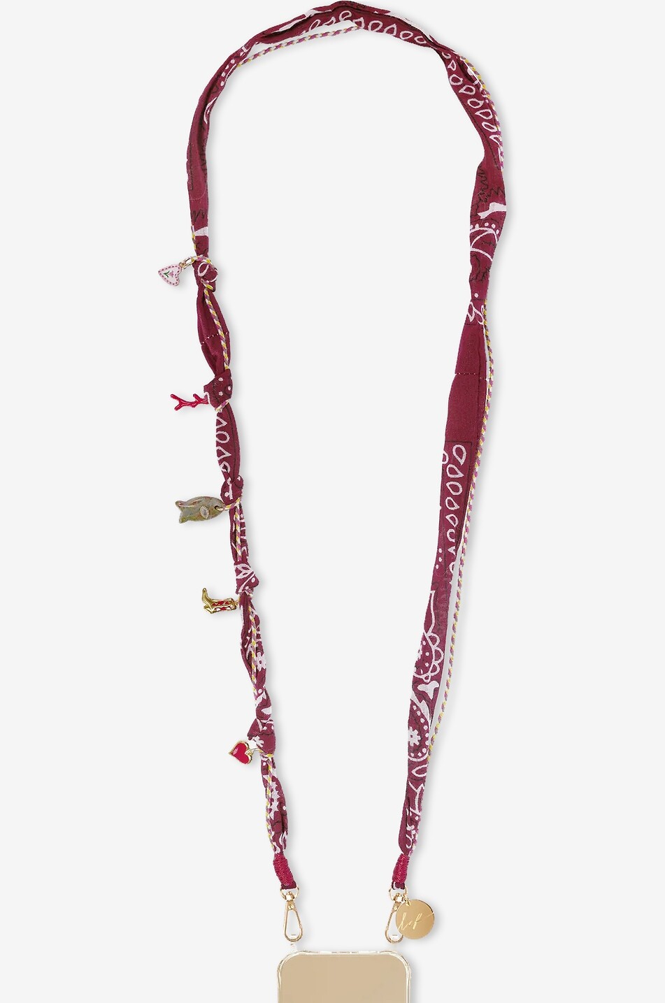 LA COQUE FRANCAISE Handyband aus bedruckter Baumwolle mit Charms Laia Bordeaux - 120 cm Damen DUNKELROT 1