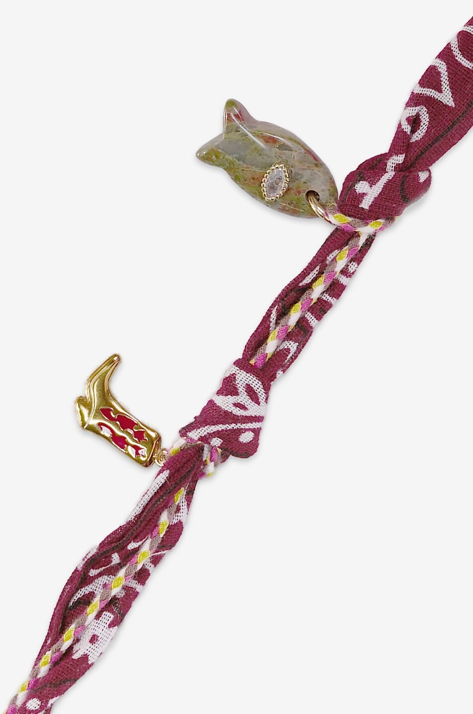 LA COQUE FRANCAISE Handyband aus bedruckter Baumwolle mit Charms Laia Bordeaux - 120 cm Damen DUNKELROT 2