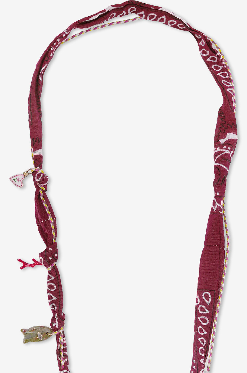 LA COQUE FRANCAISE Handyband aus bedruckter Baumwolle mit Charms Laia Bordeaux - 120 cm Damen DUNKELROT 3