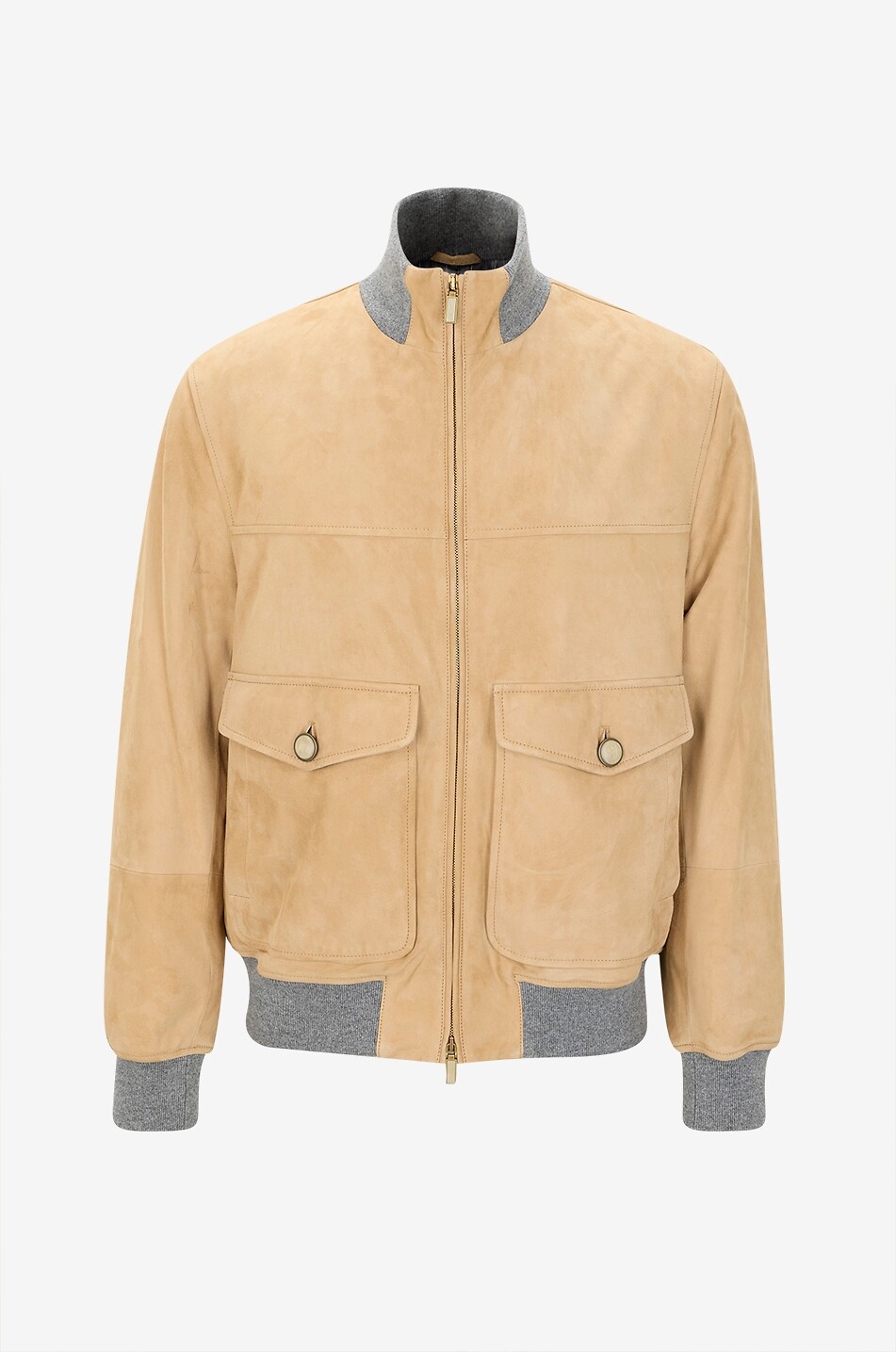 BRUNELLO CUCINELLI Thermore padded suede and knit bomber jacket Men CAMEL 1