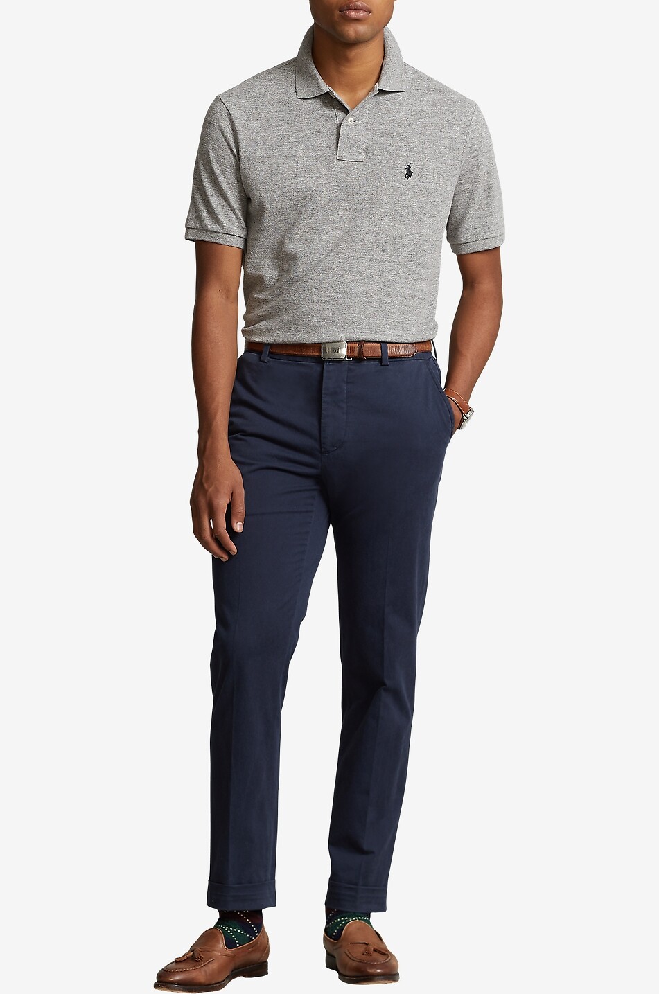 POLO RALPH LAUREN Pony Custom Slim Fit short-sleeved cotton piqué polo shirt Men GREY 4