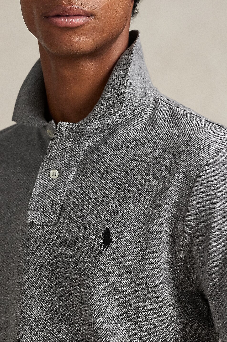 POLO RALPH LAUREN Pony Custom Slim Fit short-sleeved cotton piqué polo shirt Men GREY 6