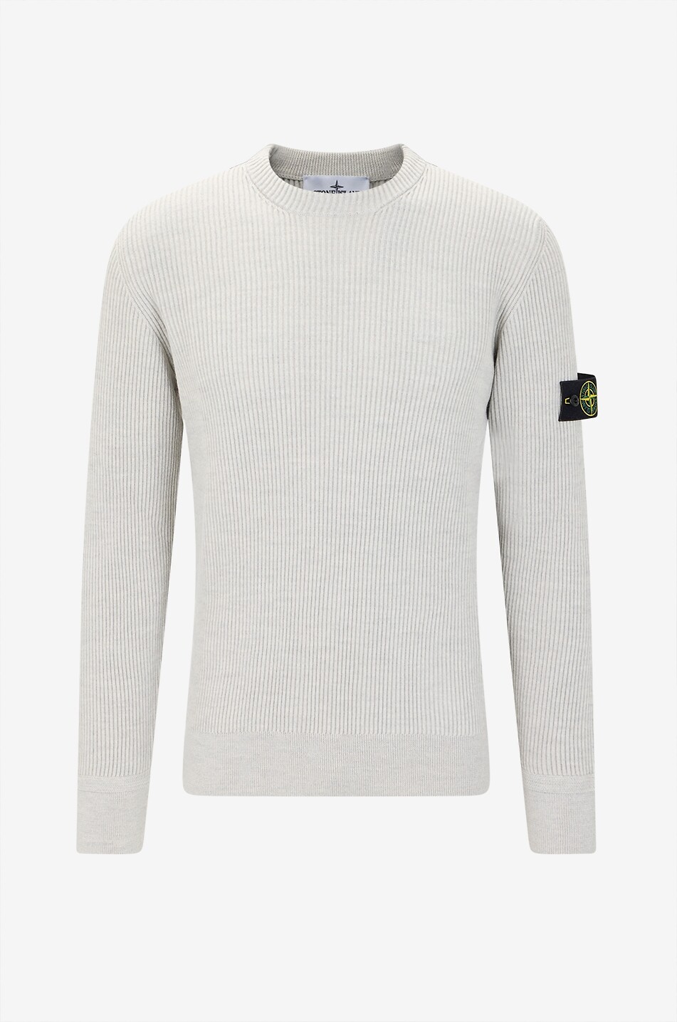 STONE ISLAND Pull côtelé à col rond en laine vierge 5100053 Full Rib RWS Wool Homme Beige clair 1