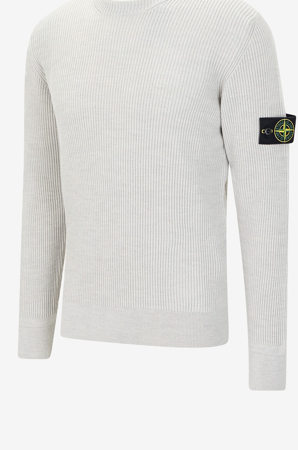 STONE ISLAND Pull côtelé à col rond en laine vierge 5100053 Full Rib RWS Wool Homme Beige clair 3