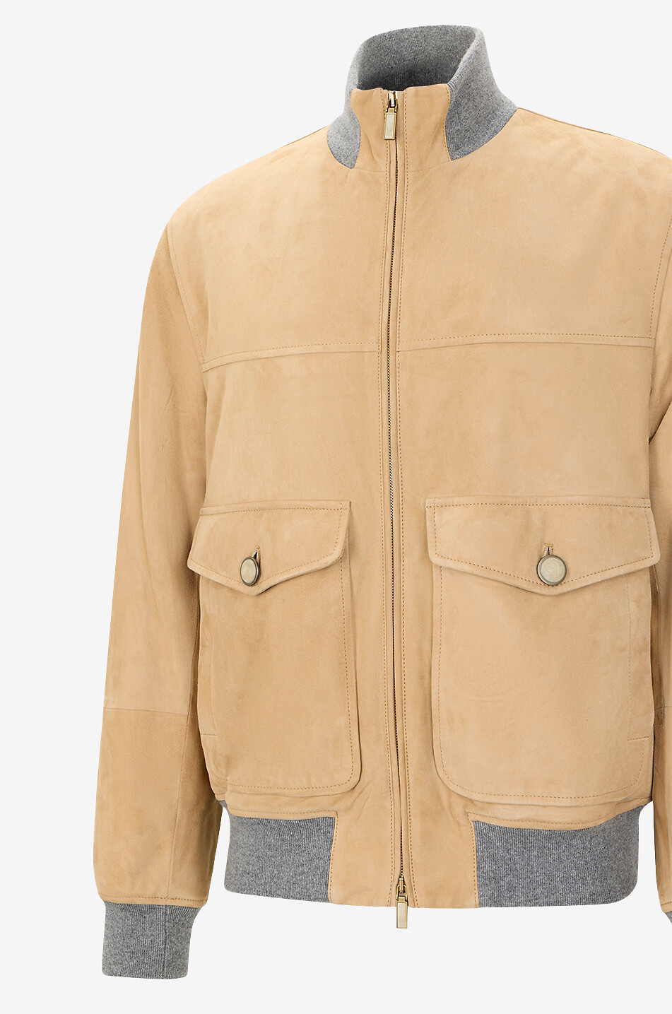 BRUNELLO CUCINELLI Thermore padded suede and knit bomber jacket Men CAMEL 3
