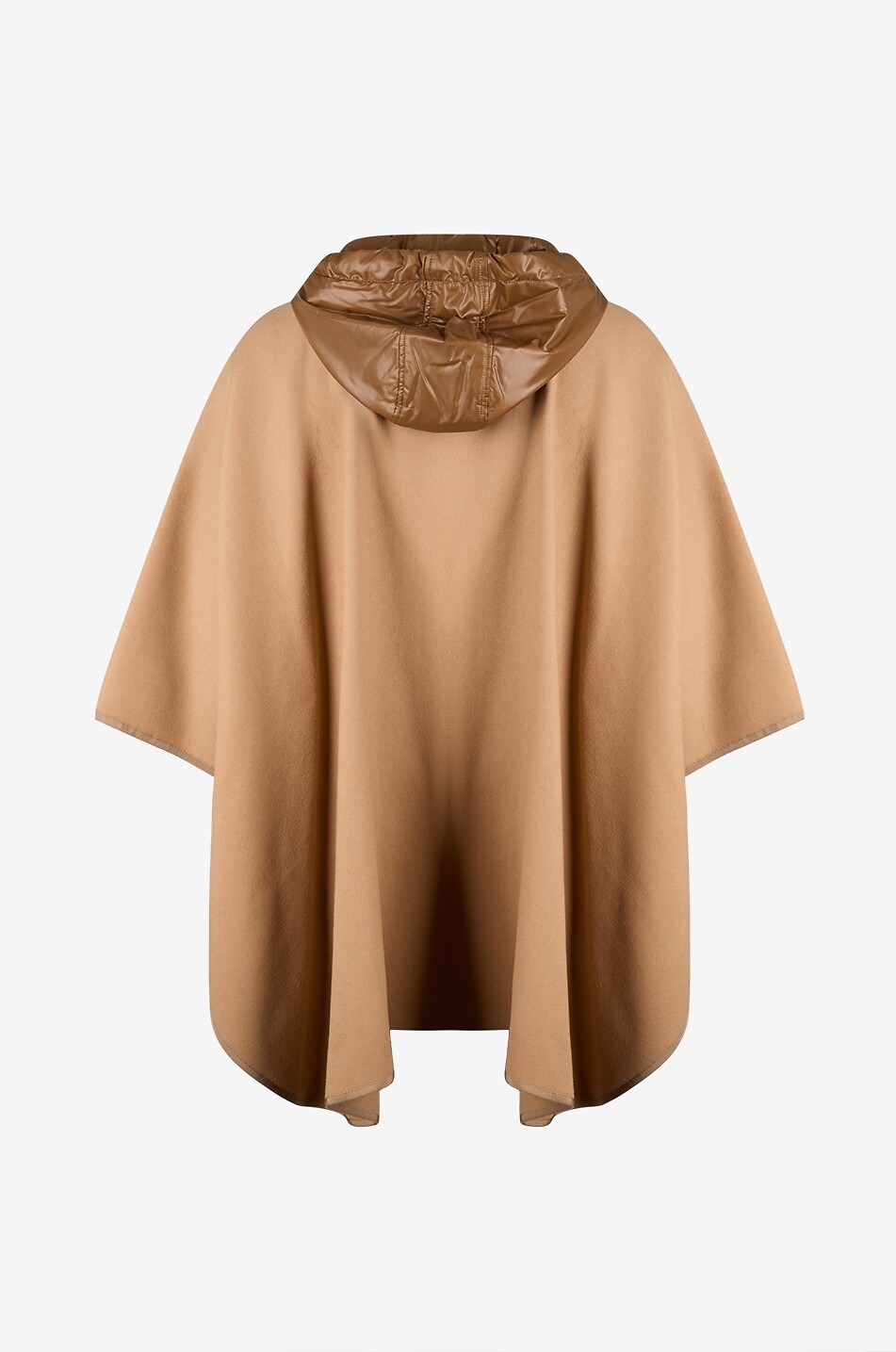 MONCLER Cape en laine vierge à capuche en nylon Femme BEIGE 2