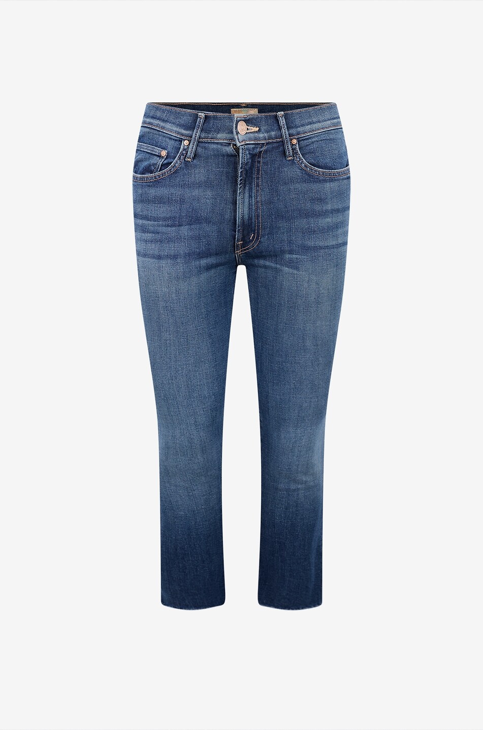 Mid-rise straight-leg cropped denim jeans