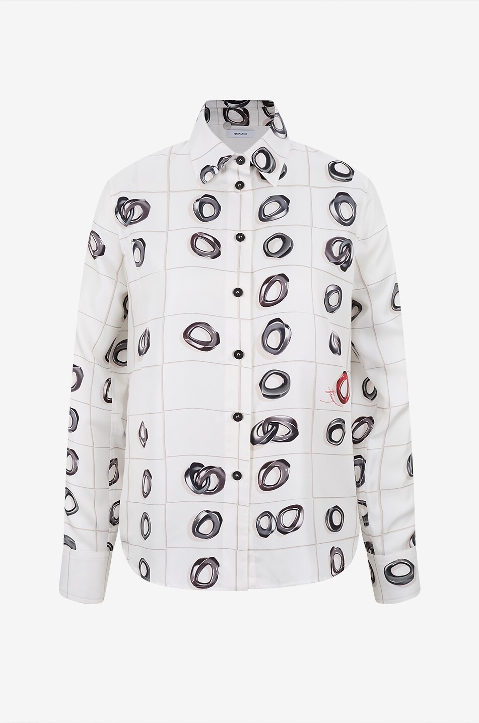 Silk printed long-sleeved blouse