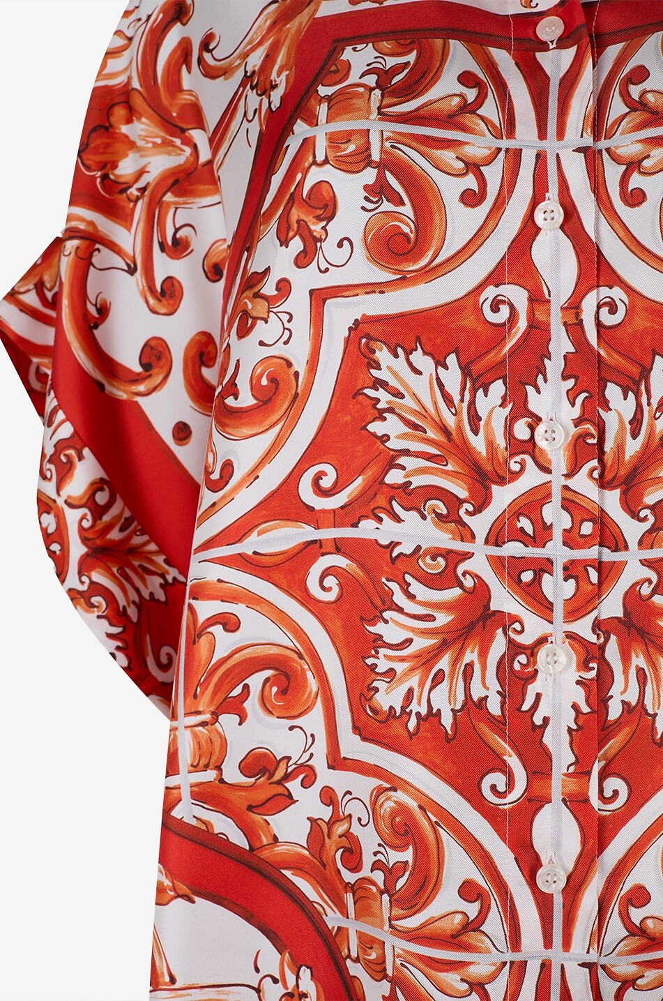 DOLCE & GABBANA Maiolica printed silk sleeveless oversized shirt Women ORANGE 3