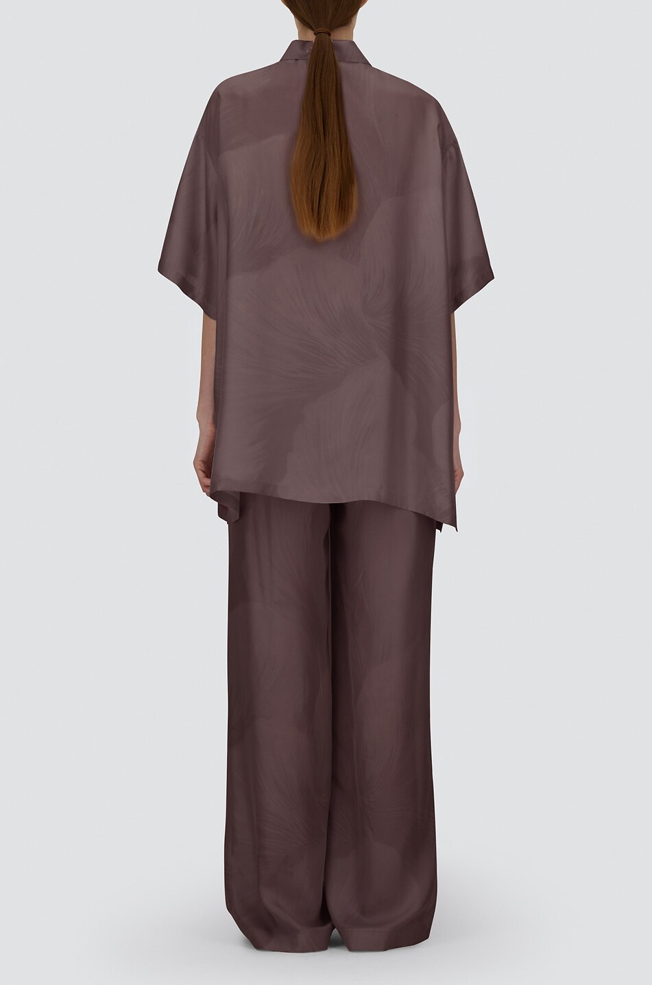 HERNO Oversize-Kurzarmhemd aus geblümter Seide Resort Damen BRAUN 3