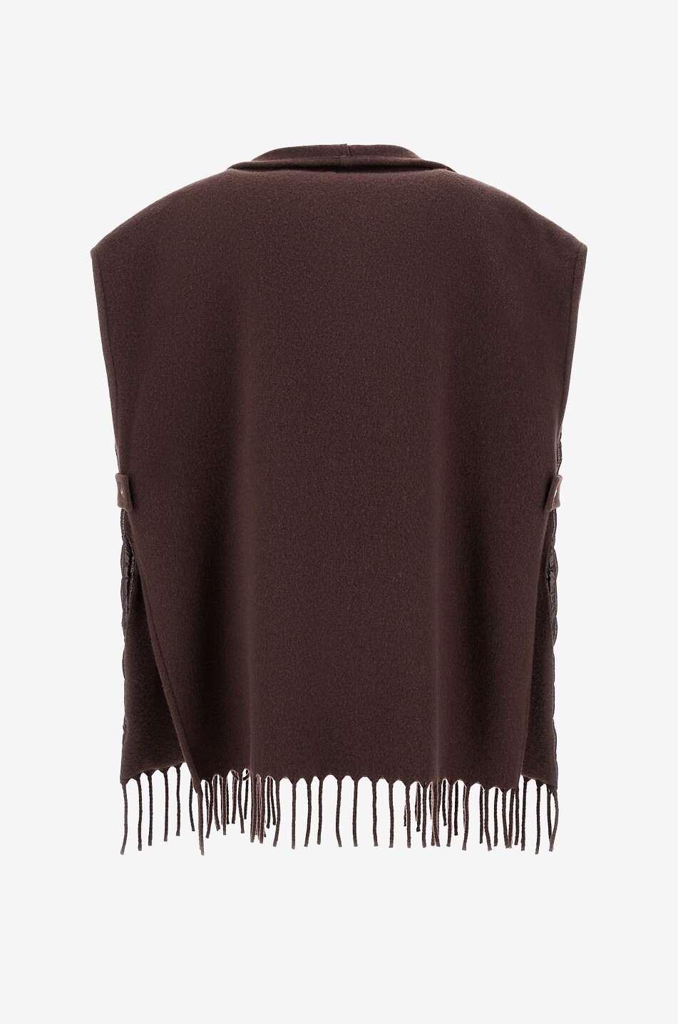 HERNO Gilet matelassé à franges et col châle en laine et cachemire Resort Femme MARRON 2