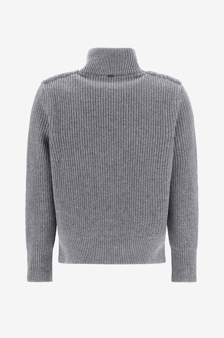 HERNO Cardigan à col montant zippé en laine bouclée Resort Femme GRIS CLAIR 2