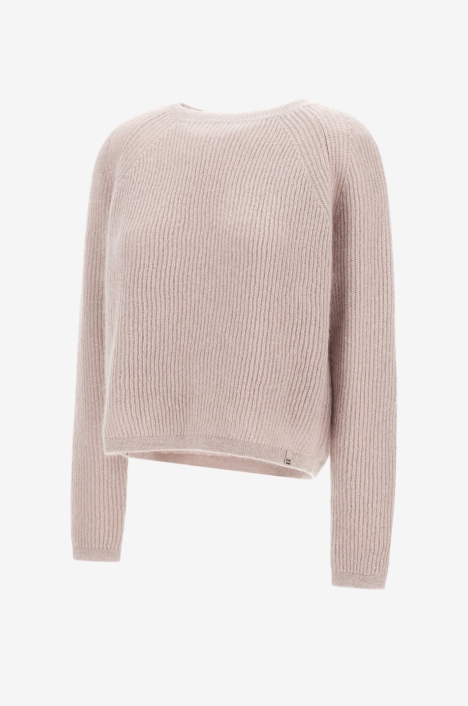 HERNO Pull boxy côtelé scintillant en mohair mélangé à manches raglan Femme BLANC CASSE 3