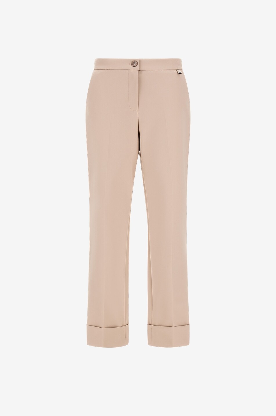 Fluid cropped straight-leg turn-up trousers