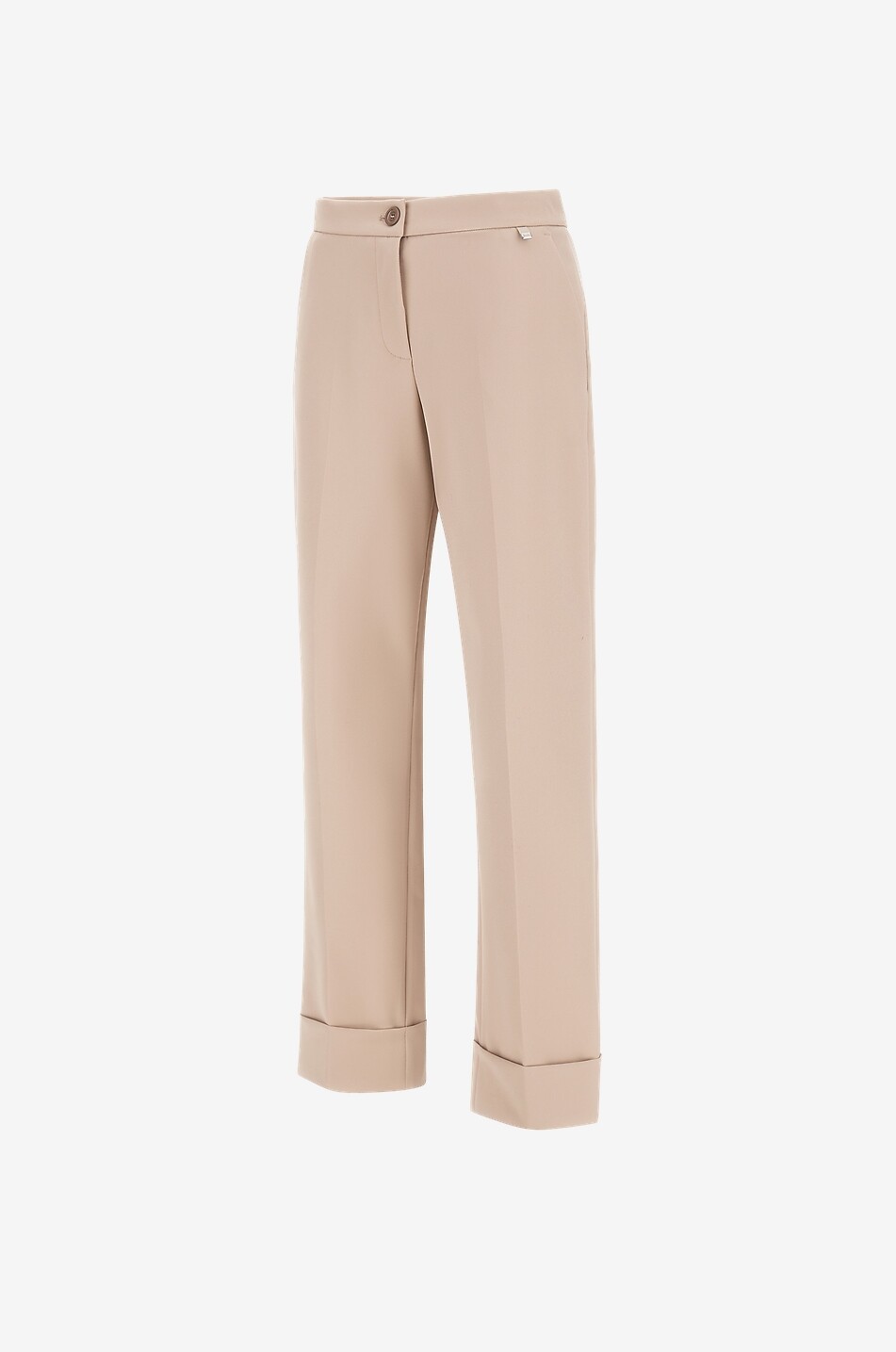 HERNO Fluid cropped straight-leg turn-up trousers Women EGGSHELL 3