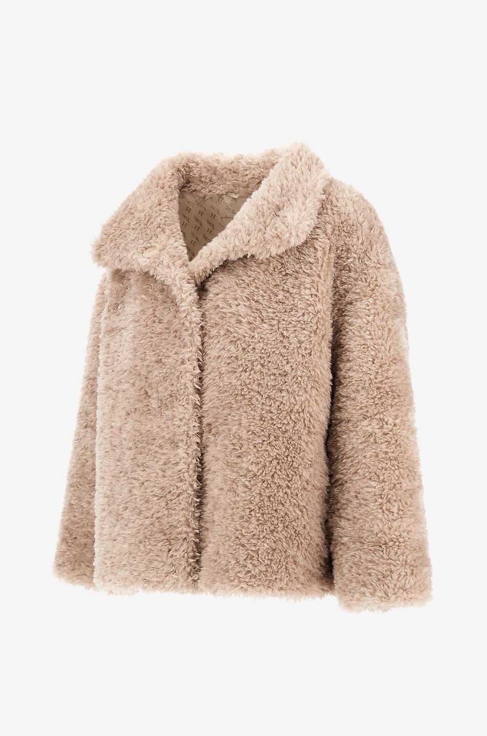 HERNO Kurze lockige Kunstpelzjacke mit breitem Kragen Damen BEIGE 3
