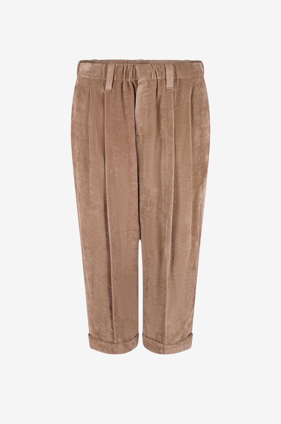 BRUNELLO CUCINELLI 7/8-Bundfaltenhose aus Cordsamt Damen Mittle beige 1
