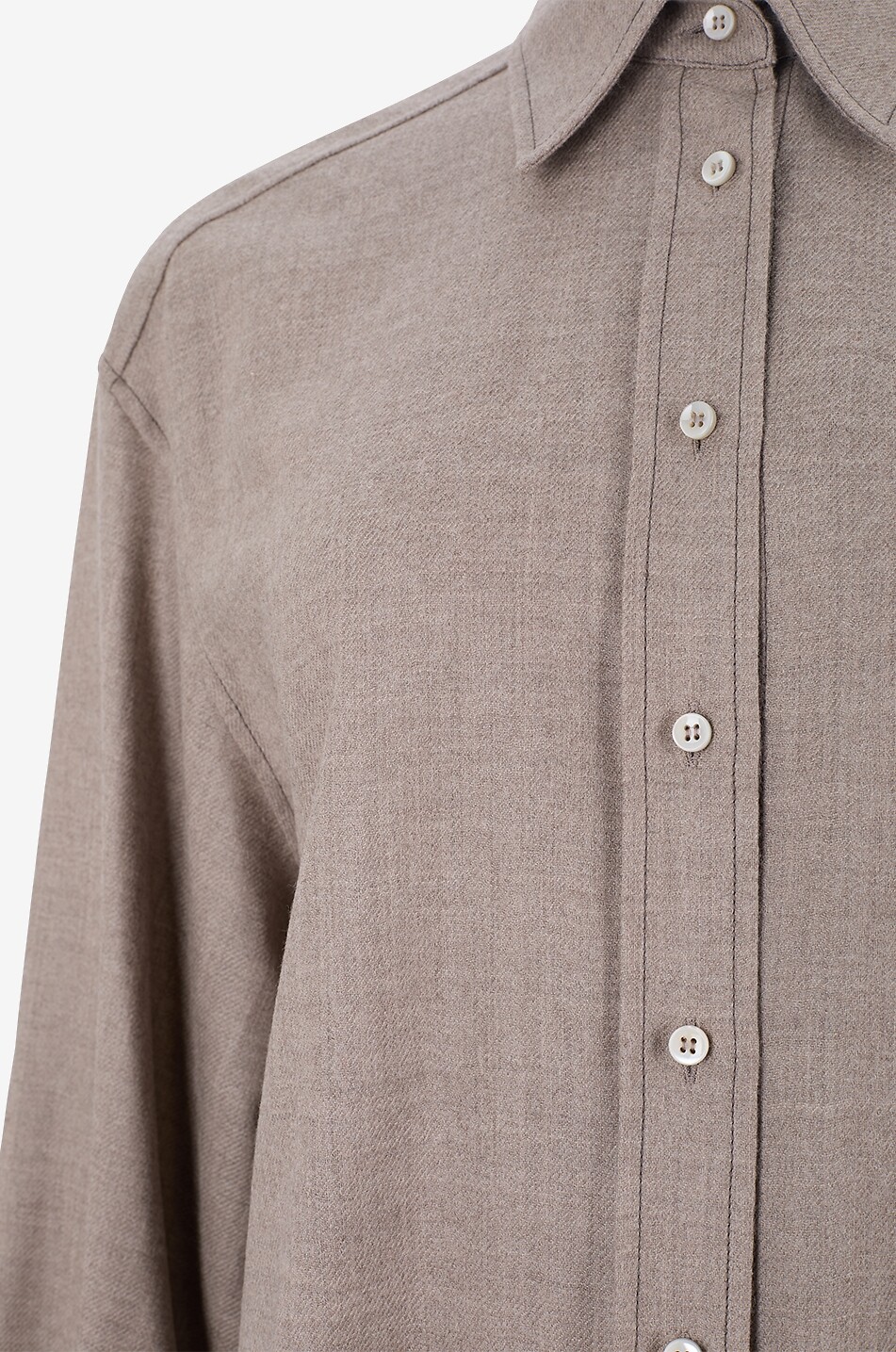 BRUNELLO CUCINELLI Surchemise ample en flanelle de laine Femme MARRON 3