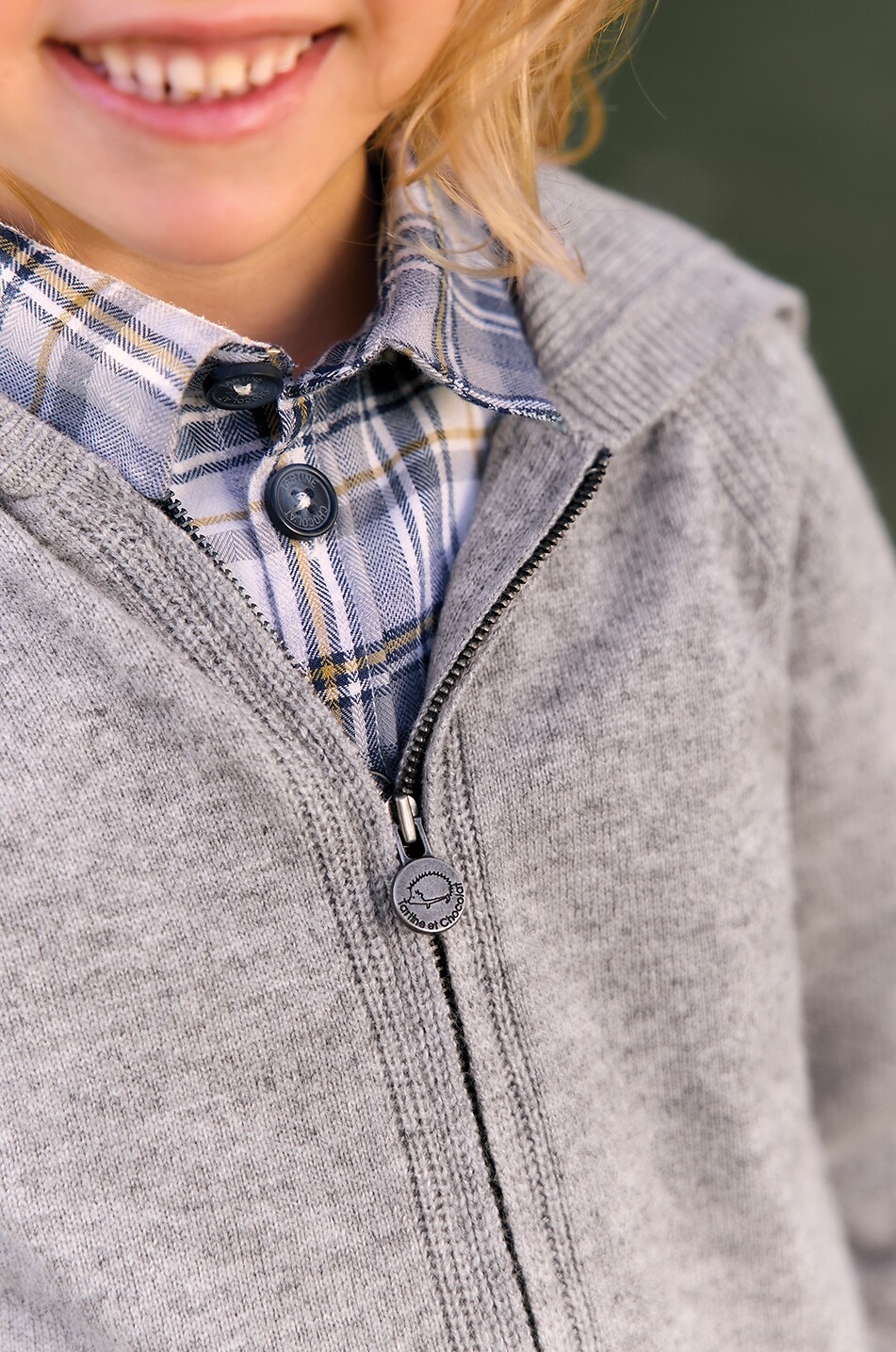 TARTINE ET CHOCOLAT Baby-Kapuzen-Cardigan aus Wollmischstrick Baby GRAU 5