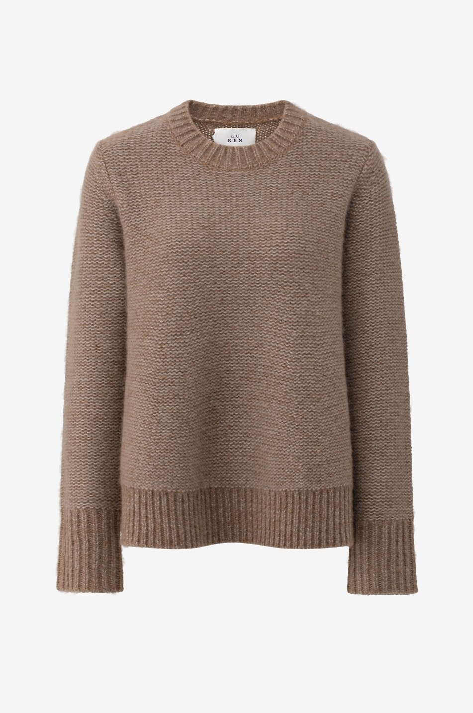 LU REN Pull à col rond en cachemire et soie Eiram Femme Beige Foncé 1