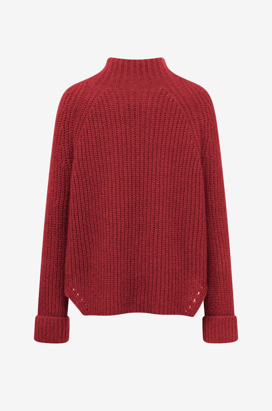 LU REN Pull côtelé ample à col montant en cachemire et soie Yuna Femme ROUGE FONCÉ 2