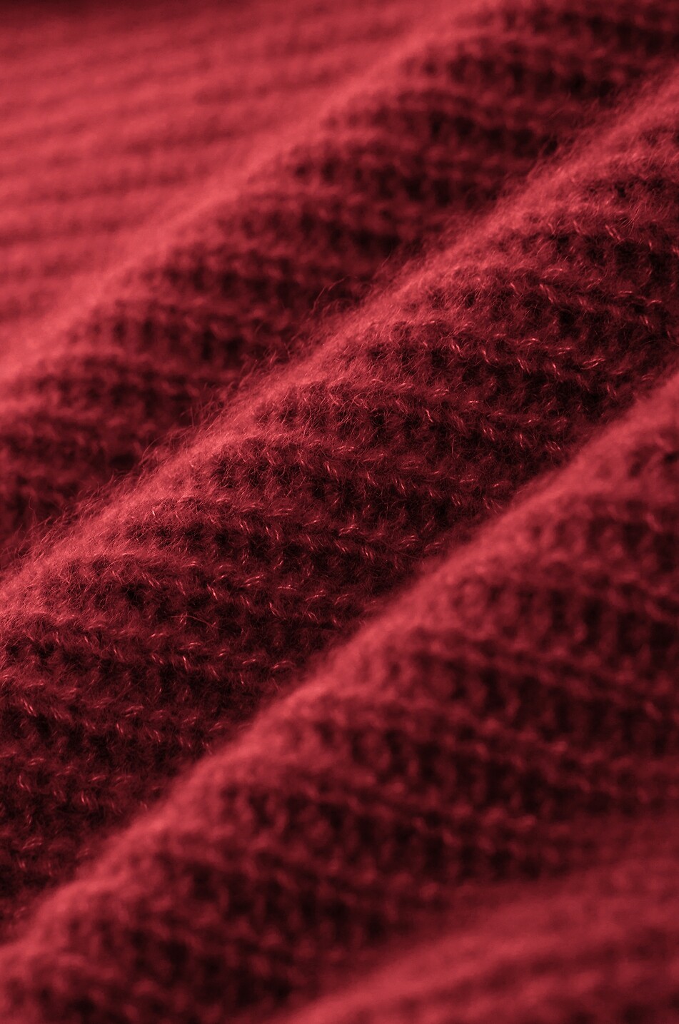 LU REN Pull côtelé ample à col montant en cachemire et soie Yuna Femme ROUGE FONCÉ 3