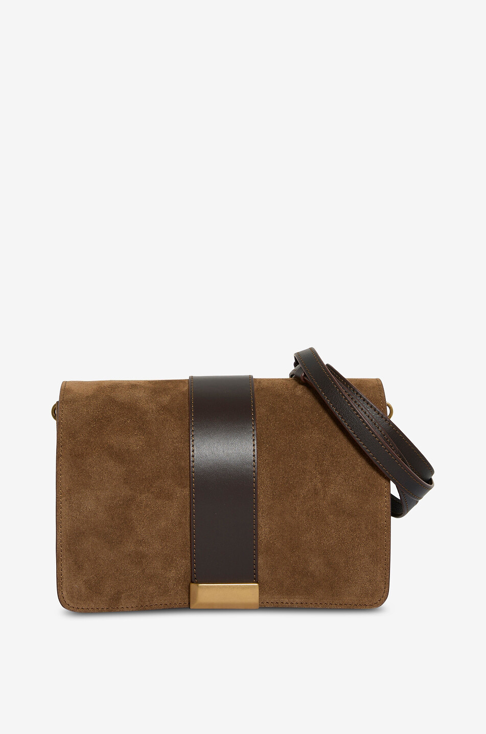 ROBERTO FESTA X BONGÉNIE Sac porté épaule rectangulaire en cuir et daim Clizia Femme MARRON CLAIR 1