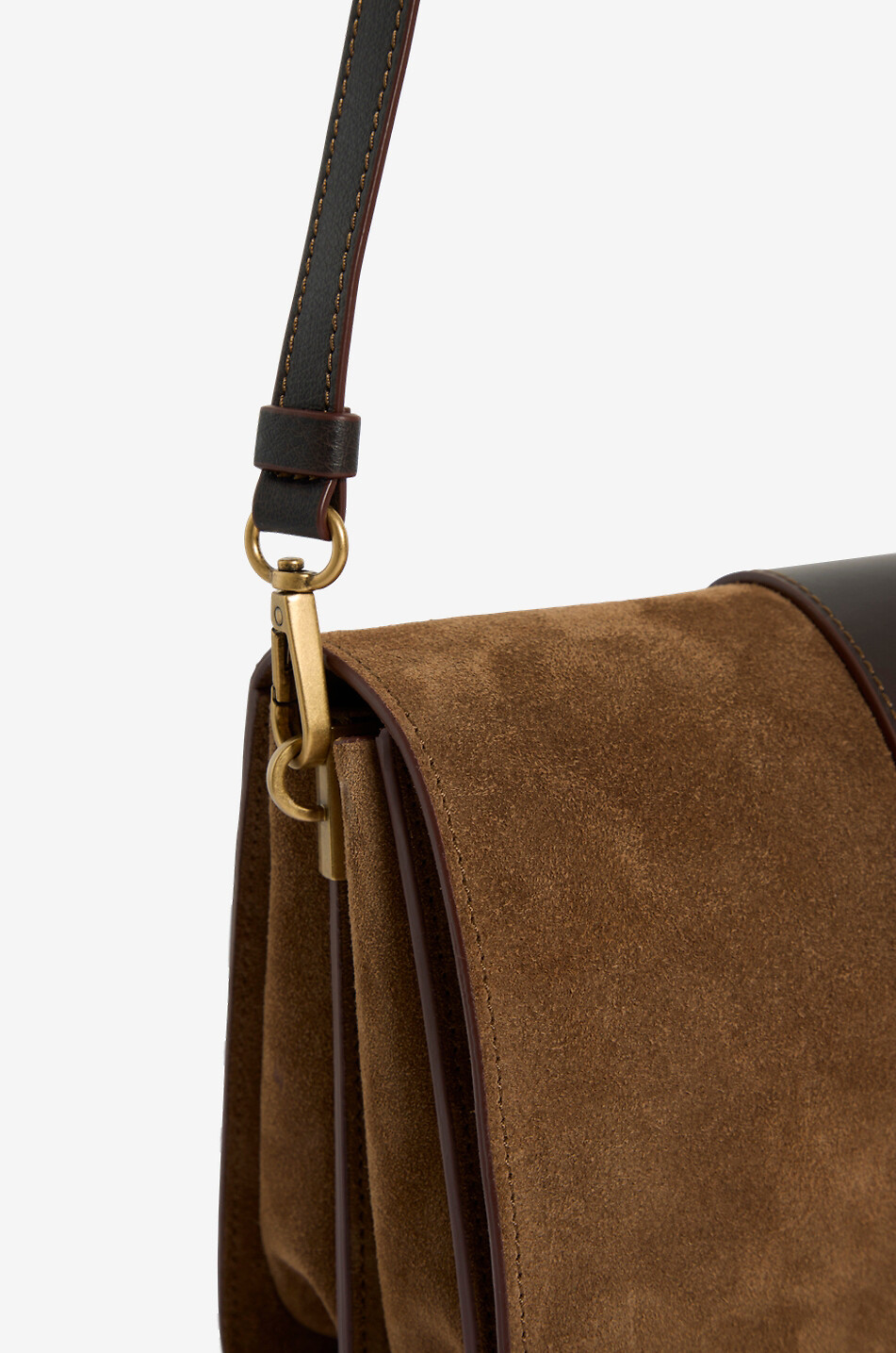 ROBERTO FESTA X BONGÉNIE Sac porté épaule rectangulaire en cuir et daim Clizia Femme MARRON CLAIR 5