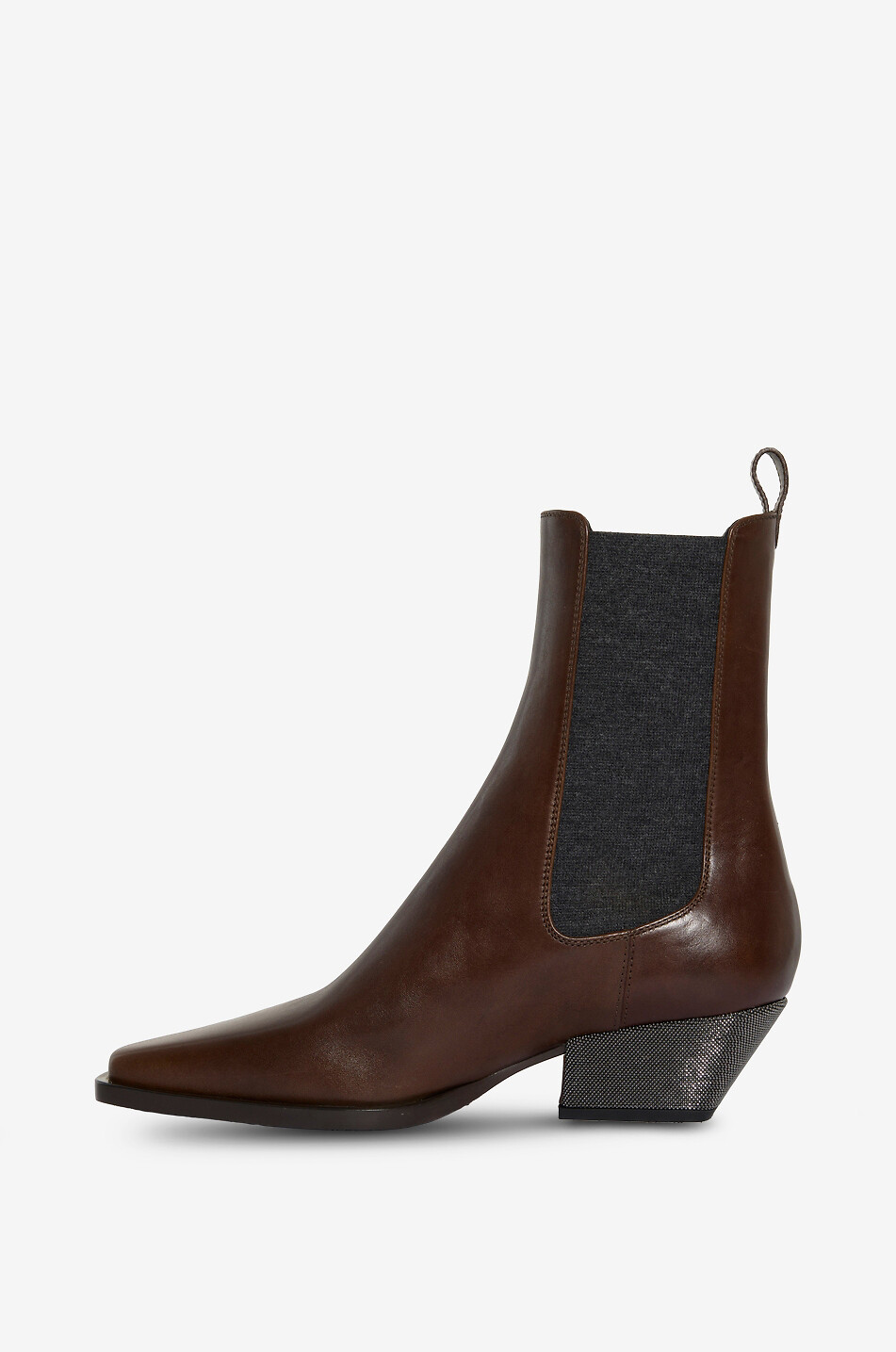 BRUNELLO CUCINELLI Bottines chelsea esprit santiags en cuir lisse Monile 50 Femme COGNAC 3