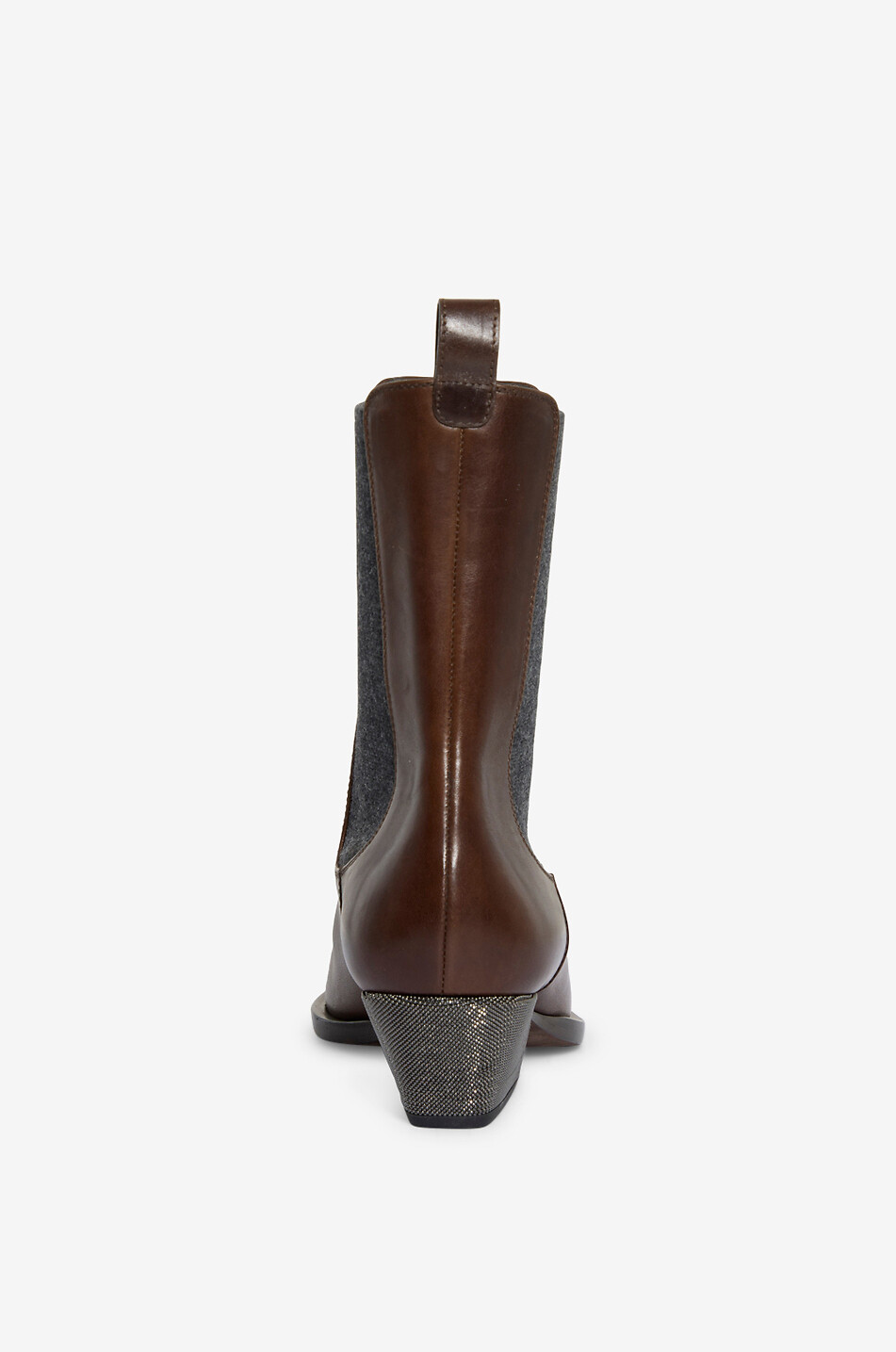 BRUNELLO CUCINELLI Bottines chelsea esprit santiags en cuir lisse Monile 50 Femme COGNAC 4