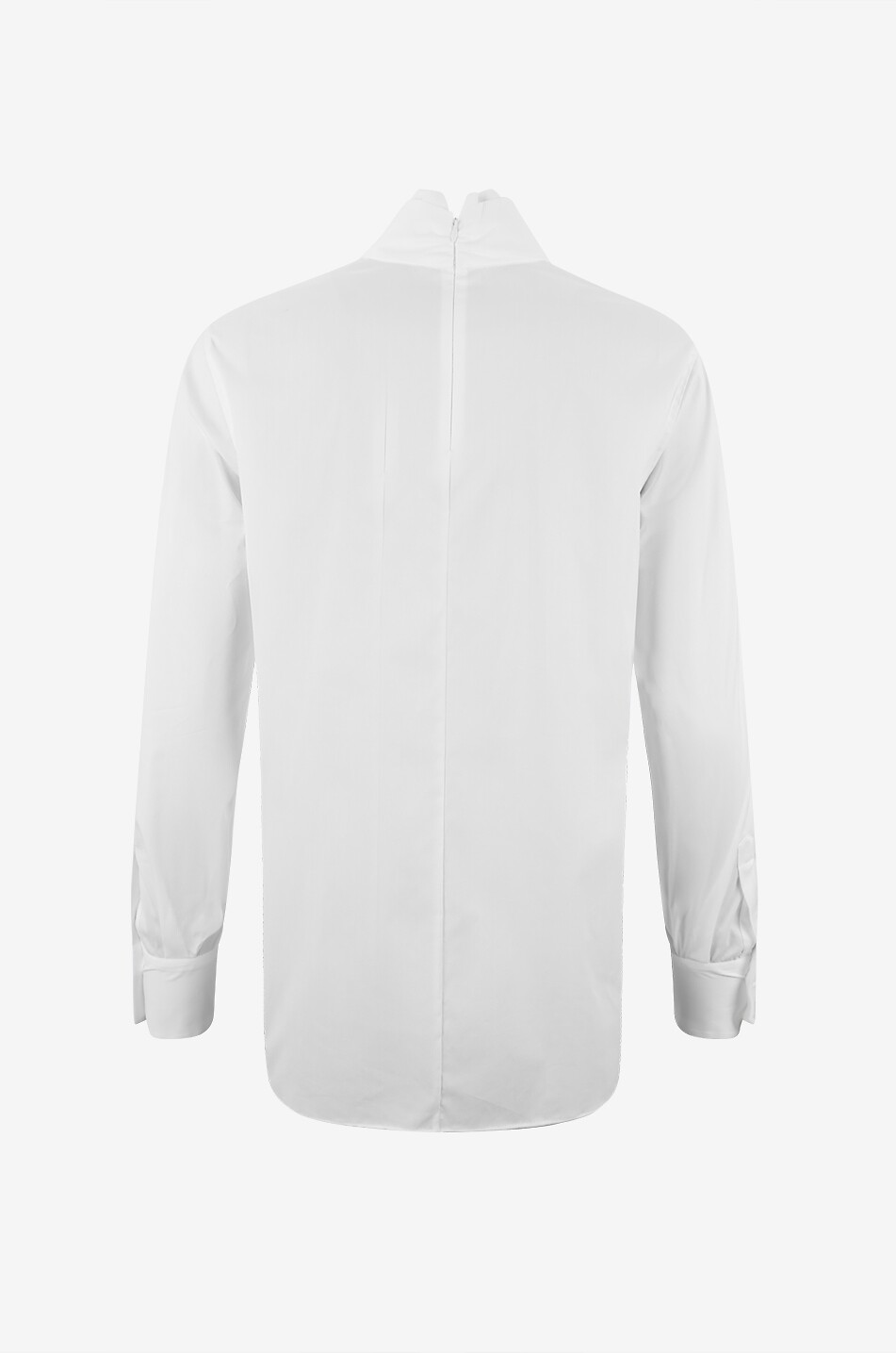 BRUNELLO CUCINELLI Langarm-Baumwollhemd mit drapiertem Stehkragen Monile Damen WEISS 2