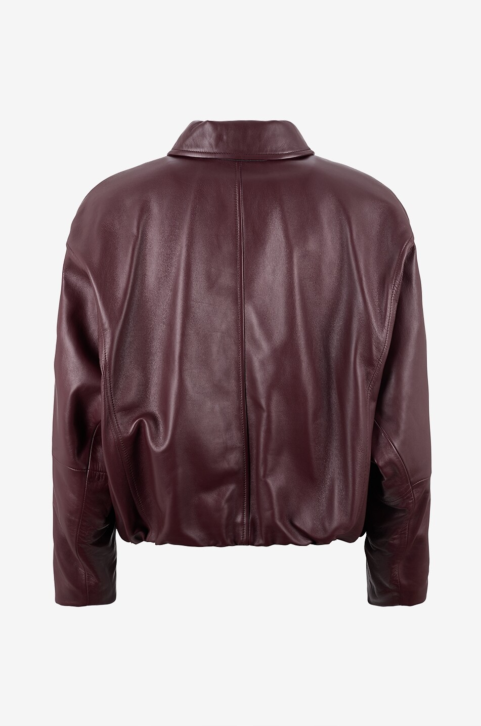 BRUNELLO CUCINELLI Blouson raccourci en cuir nappa à manches raglan Femme ROUGE FONCÉ 2