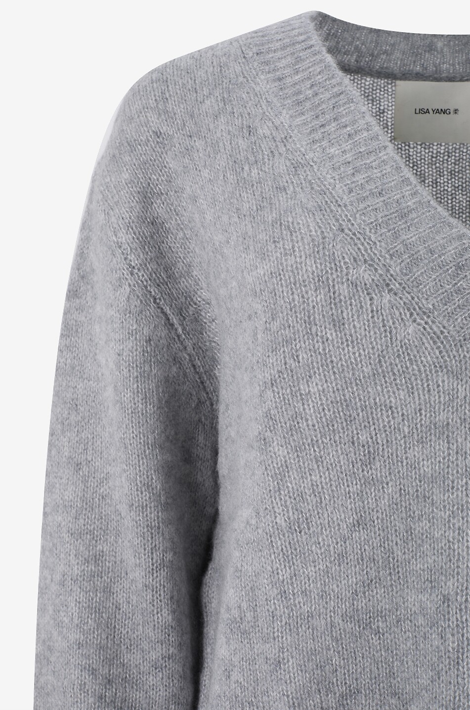 LISA YANG Leona cashmere and silk oversized V-neck jumper Women LIGHT GREY 3
