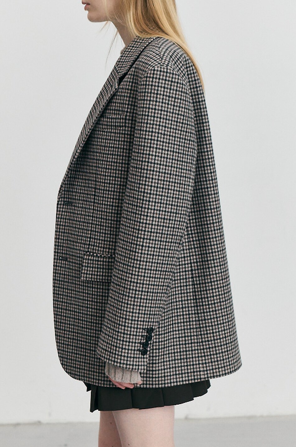 DUNST Unixex oversized checked single-breasted wool blend blazer Women [akeneo-beigefonce] 6