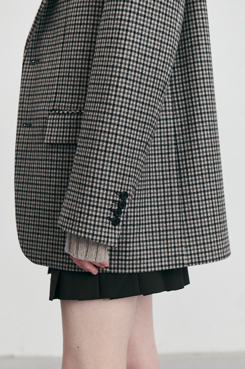 DUNST Unixex oversized checked single-breasted wool blend blazer Women [akeneo-beigefonce] 9