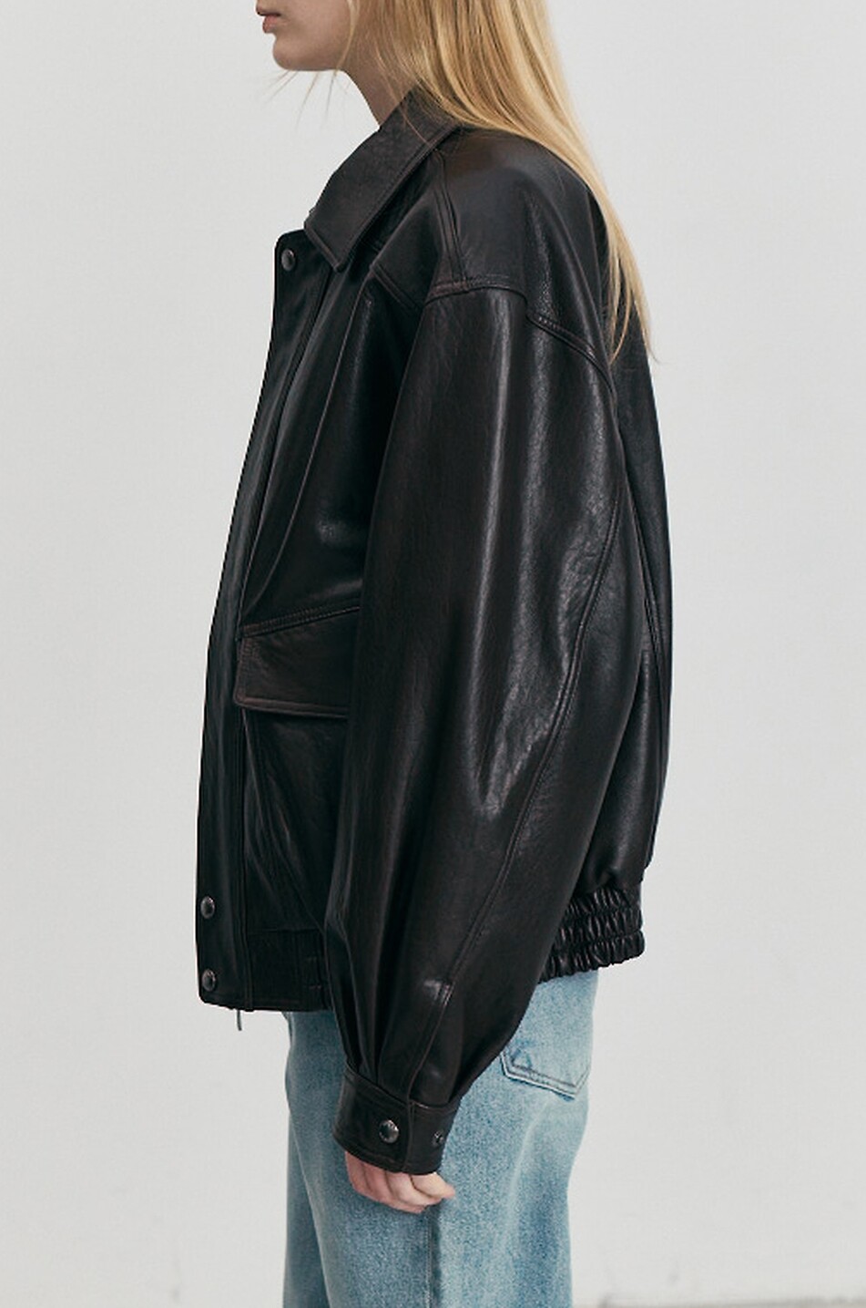 DUNST Oversized aged lambskin leather blouson Women BROWN 8