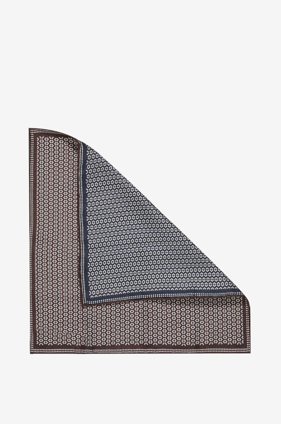 BRUNELLO CUCINELLI Pochette de costume en soie réversible à motif géométrique Homme MARRON FONCÉ 2