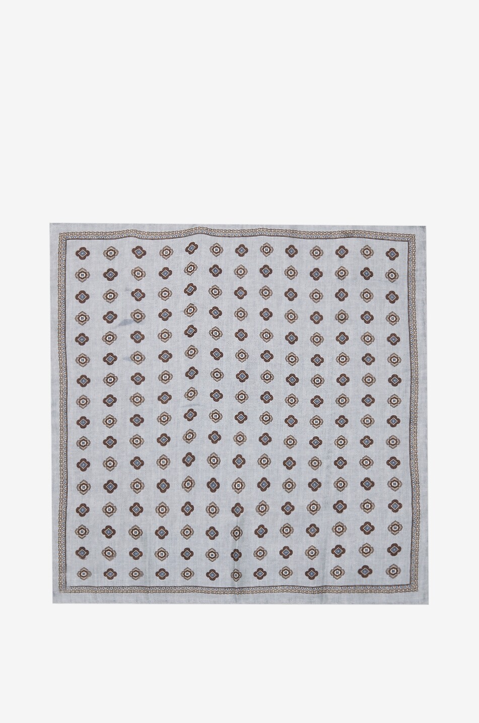 BRUNELLO CUCINELLI Pochette en soie réversible à motif médaillon Homme GRIS CLAIR 1